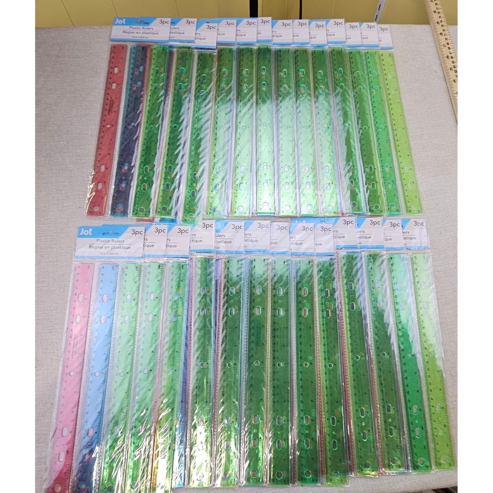 Jot Plastic Rulers Bulk Lot 26 Packs 78 Total 12 Inch Multicolor School Supplies